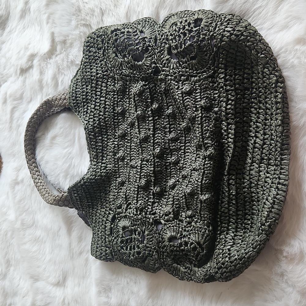 Adorable Shiraleah Crochet Olive Green Tote